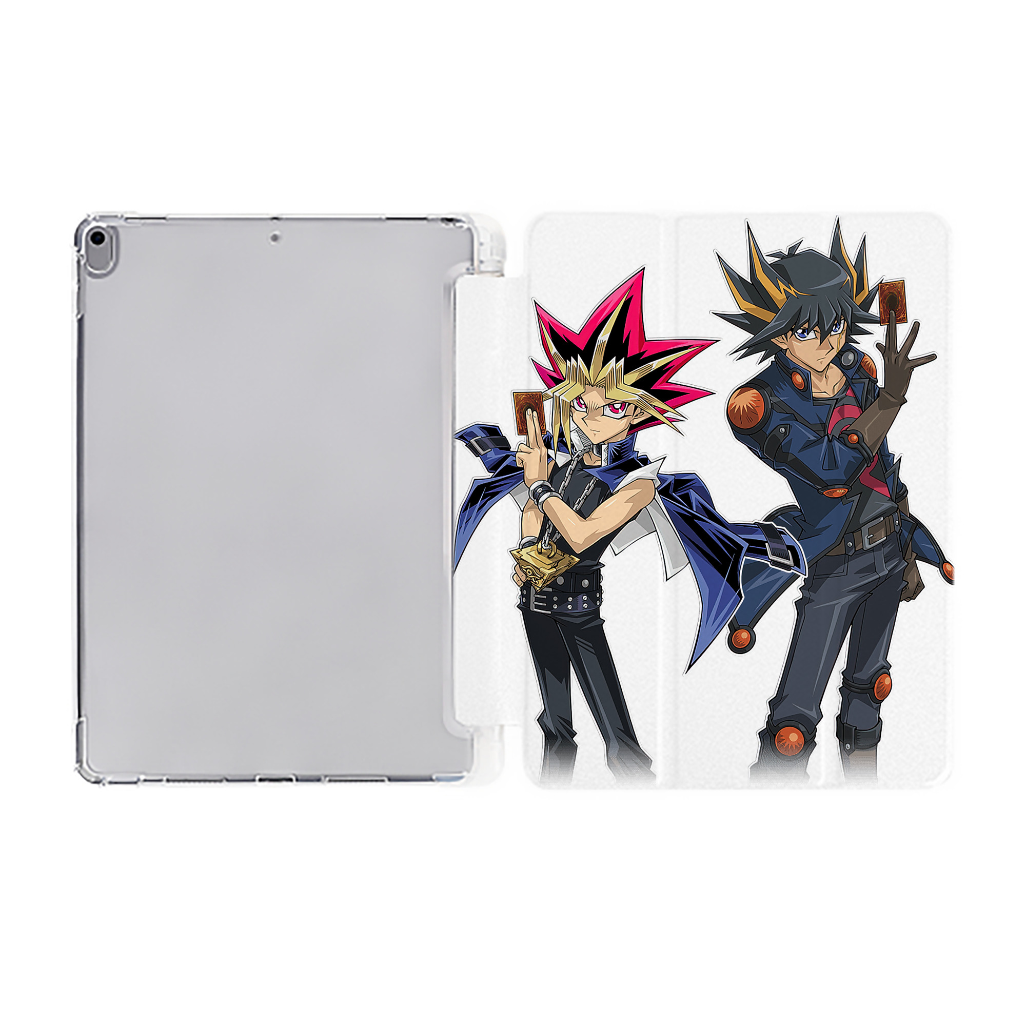 （画像用） 遊☆戯☆王 Yu-Gi-Oh! IPad ケース ペン収納付き 三つ折りスタンド PUレザー×シリコン 対応機種9.5/10.5/10.9インチ